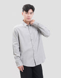 Cole Texture Solid Double Pocket Kemeja Pria