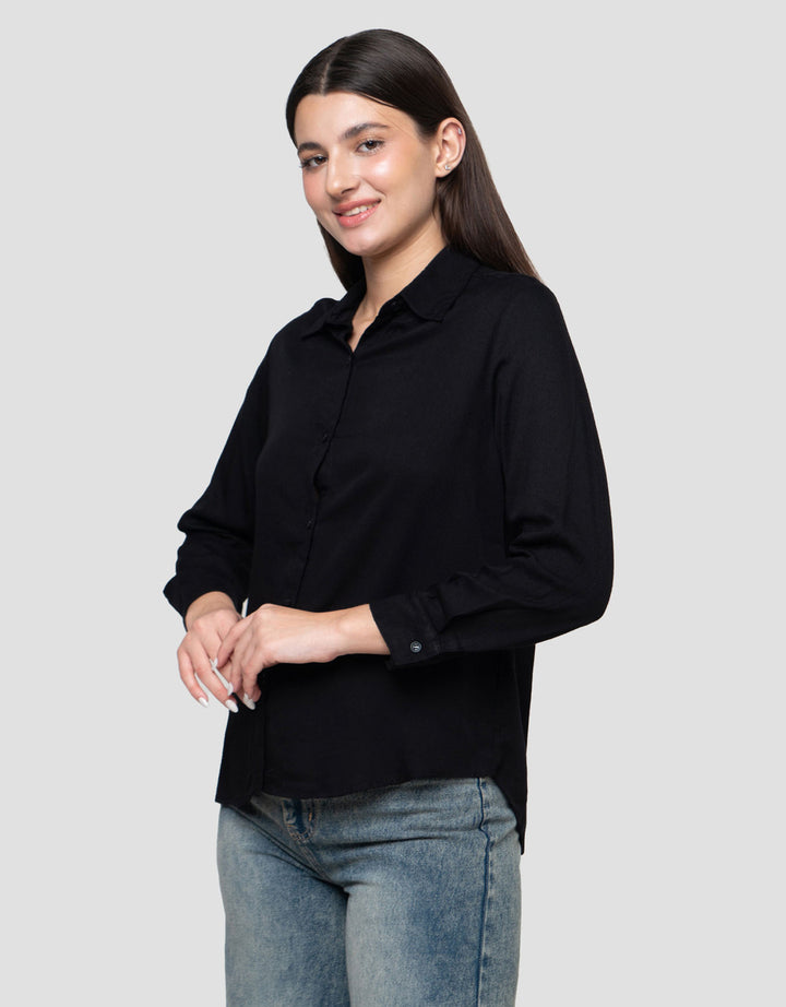 Connexion Rayon Twill Kemeja Lengan Panjang Wanita