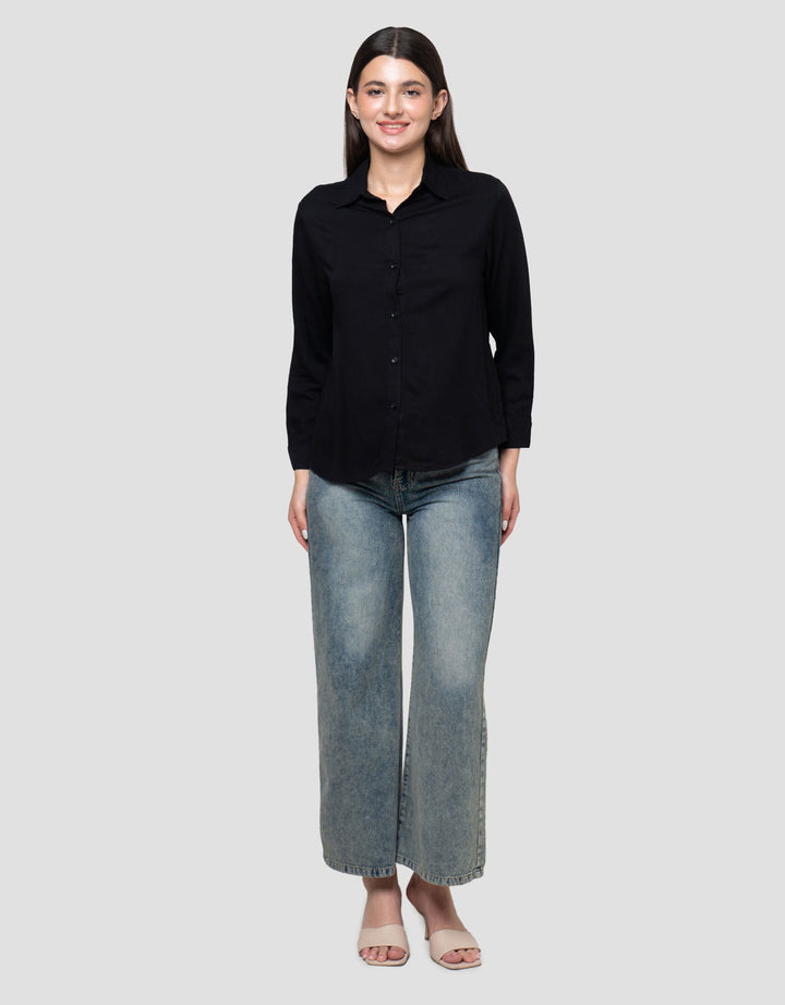 Connexion Rayon Twill Kemeja Lengan Panjang Wanita