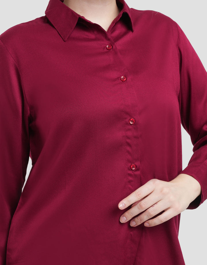 Connexion Rayon Twill Kemeja Lengan Panjang Wanita