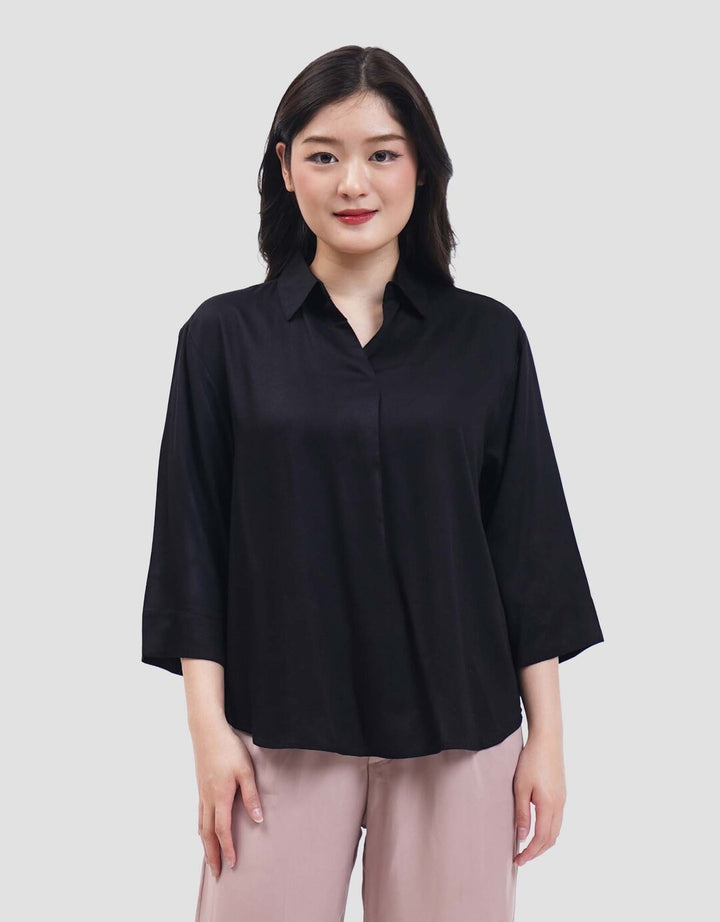 Connexion Rayon Kerah Kemeja Blouse Wanita
