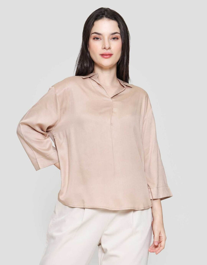 Connexion Rayon Kerah Kemeja Wanita