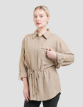 Connexion Linen Slub Outer Rolled Up Kemeja Wanita