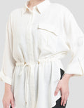 Connexion Linen Slub Outer Rolled Up Kemeja Wanita