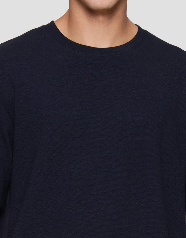 Cole Solid Texture Crincle Roundneck Kaos Pria