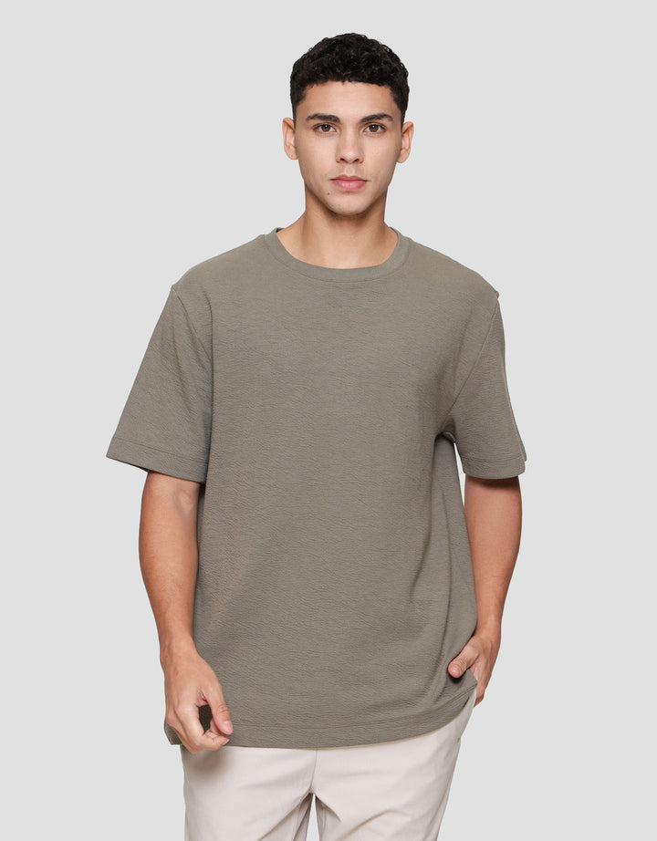 Cole Solid Texture Crincle Roundneck Kaos Pria