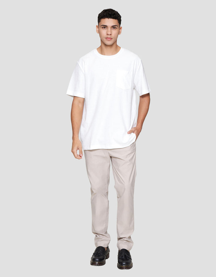 Cole Solid Texture Mess Roundneck Pocket Kaos Pria