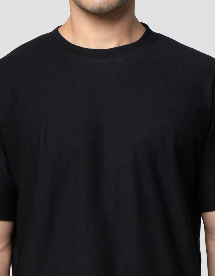 Cole Solid Texture Twill Knit Roundneck Kaos Pria