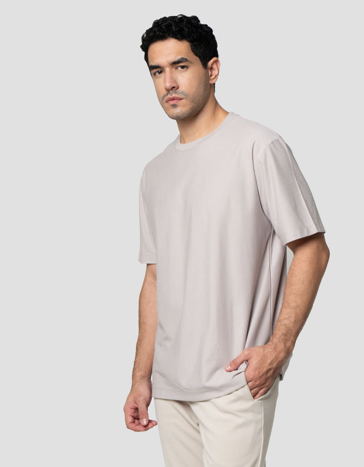 Cole Solid Texture Twill Knit Roundneck Kaos Pria