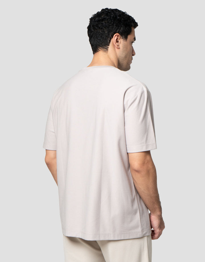 Cole Solid Texture Twill Knit Roundneck Kaos Pria