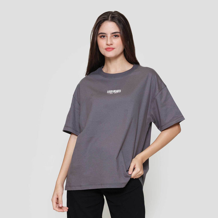 Nevada Solid Comb Loud Hearts Tour 2025 Kaos Oversize Wanita