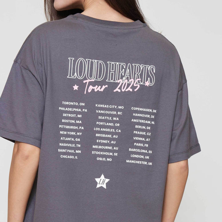 Nevada Solid Comb Loud Hearts Tour 2025 Kaos Oversize Wanita