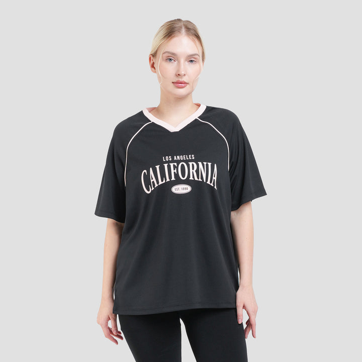 Nevada Polymesh Los Angeles California Kaos Oversize Wanita