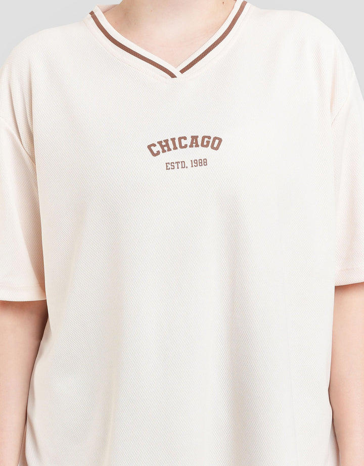 Nevada Polymesh Los Chicago Kaos Oversize Wanita