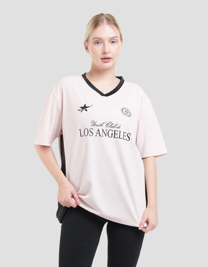 Nevada Polymesh Youth Club De Los Angeles Kaos Oversize Wanita