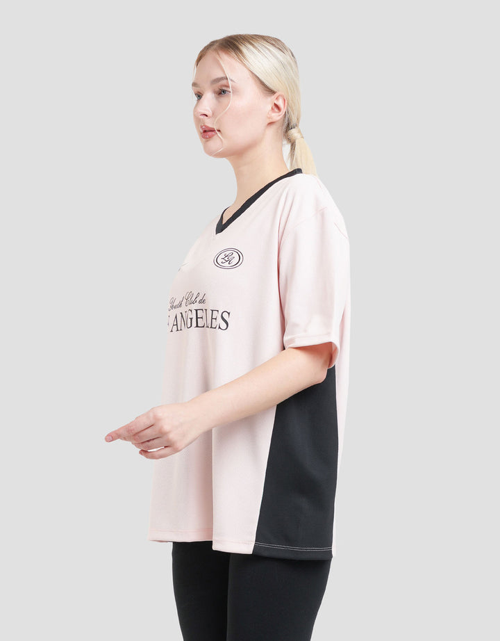 Nevada Polymesh Youth Club De Los Angeles Kaos Oversize Wanita