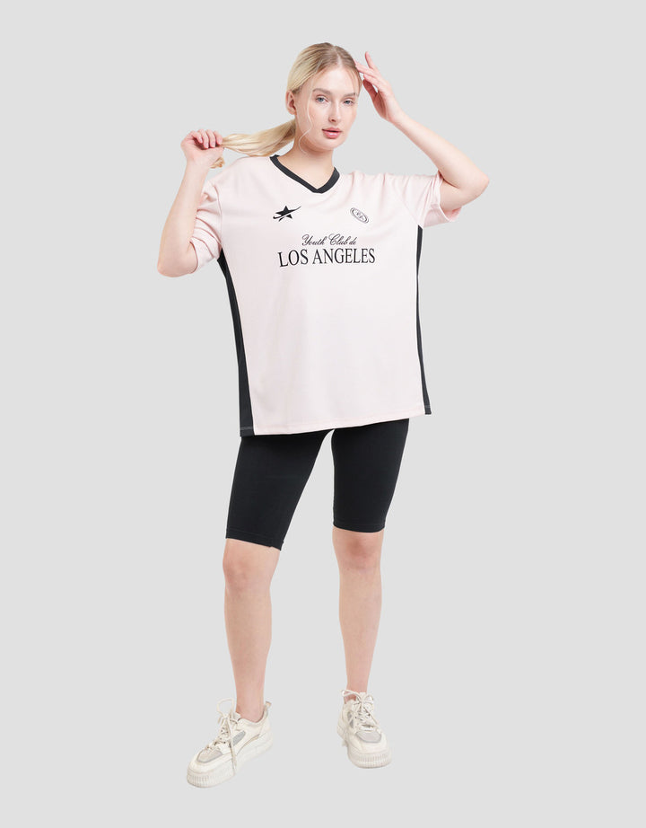 Nevada Polymesh Youth Club De Los Angeles Kaos Oversize Wanita