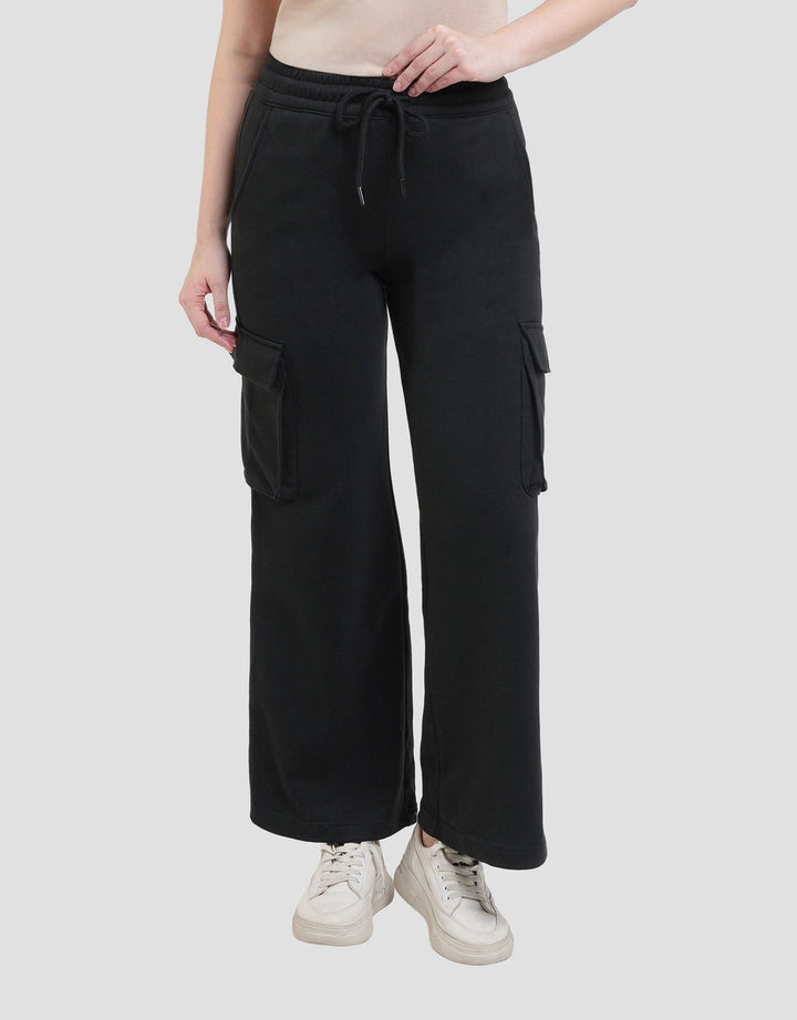 Nevada Solid French Wideleg Celana Cargo Wanita