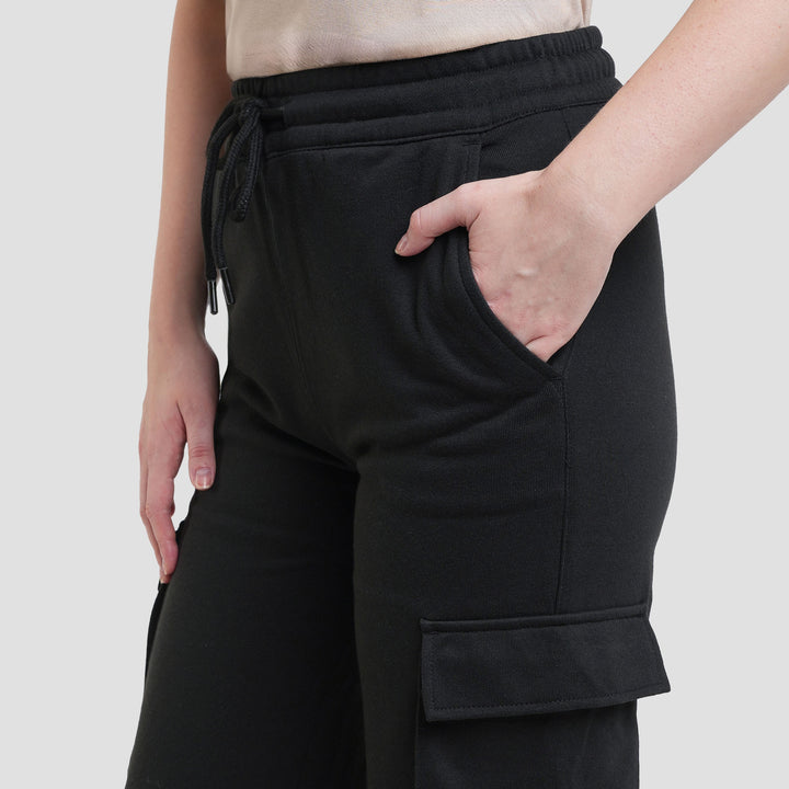 Nevada Solid French Wideleg Celana Cargo Wanita