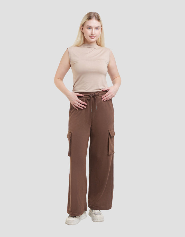 Nevada Solid French Wideleg Celana Cargo Wanita