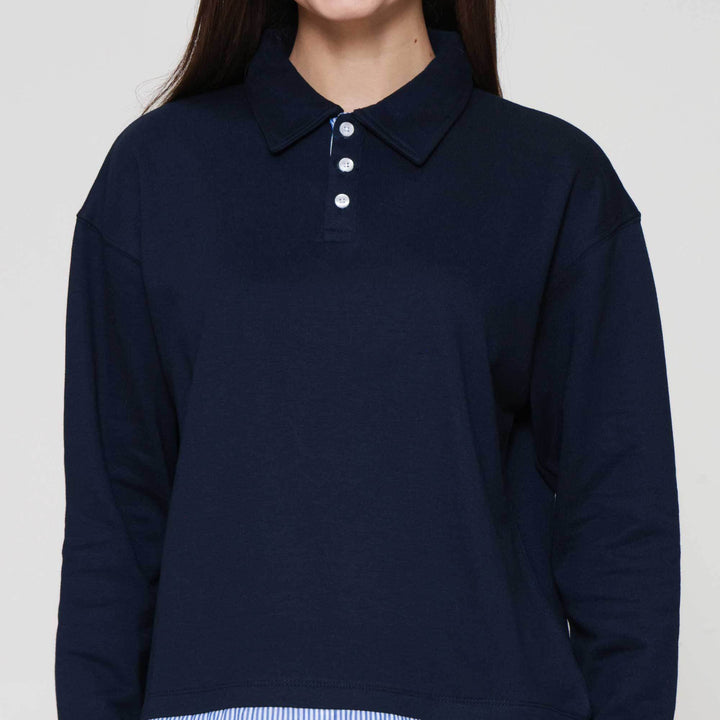 Nevada French Collar Comb Woven Sweater Wanita