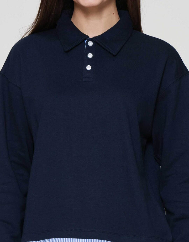 Nevada French Collar Comb Woven Sweater Wanita