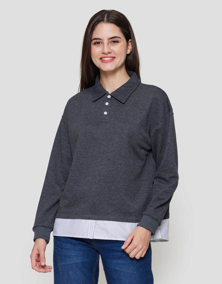 Nevada French Collar Comb Woven Sweater Wanita