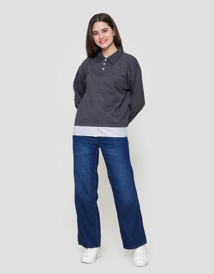 Nevada French Collar Comb Woven Sweater Wanita