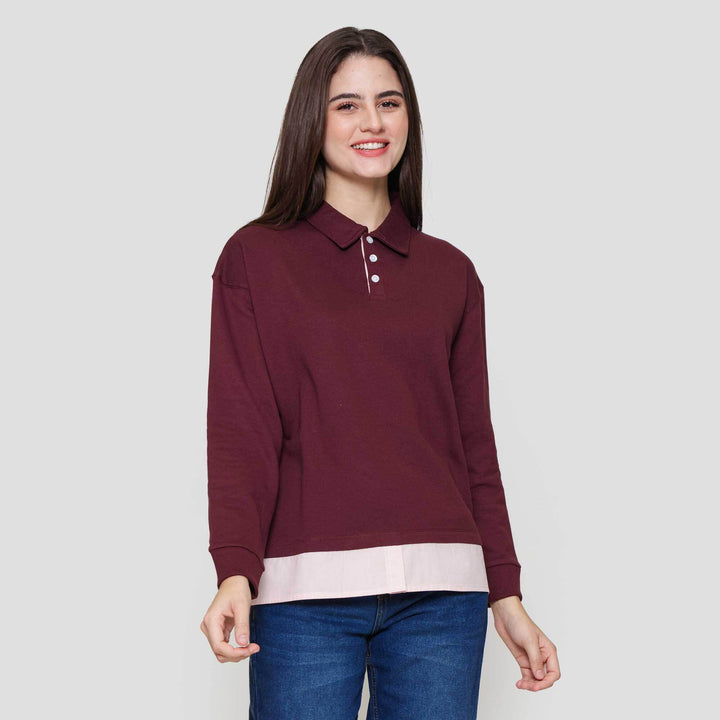 Nevada French Collar Comb Woven Sweater Wanita