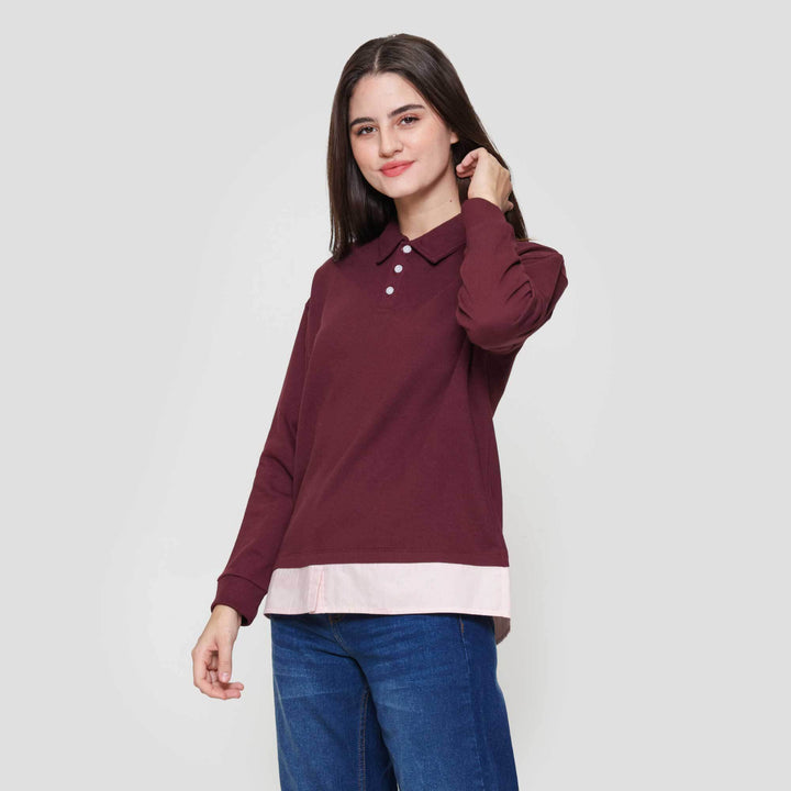 Nevada French Collar Comb Woven Sweater Wanita