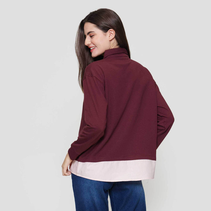 Nevada French Collar Comb Woven Sweater Wanita