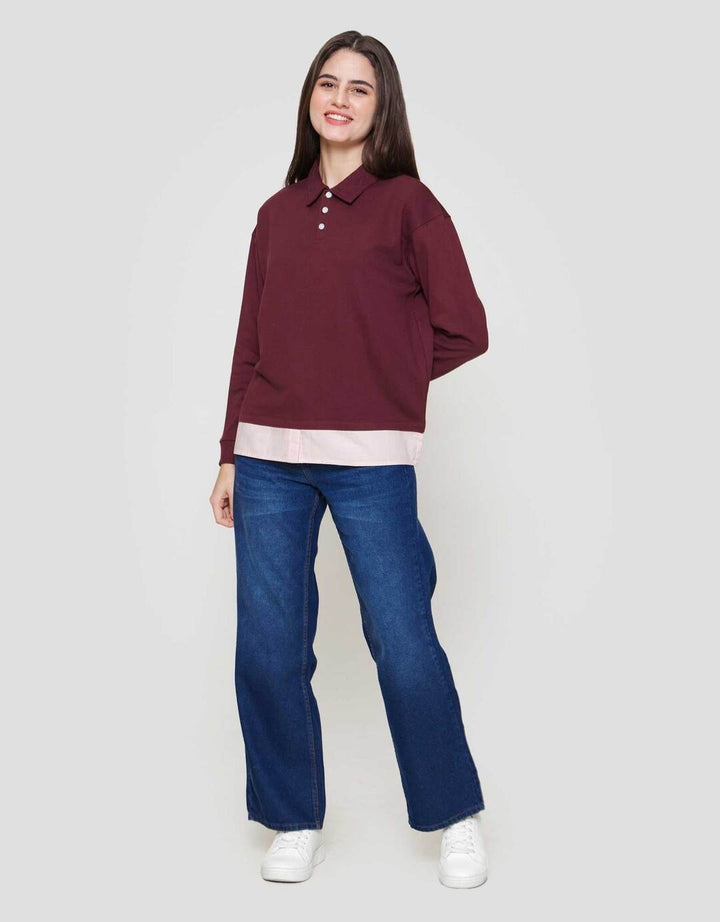 Nevada French Collar Comb Woven Sweater Wanita