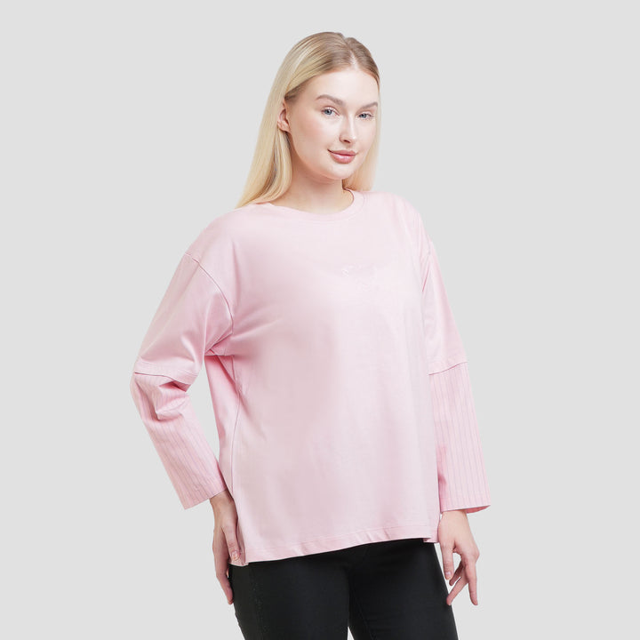 Nevada Combed Woven Sleeve Sweater Wanita