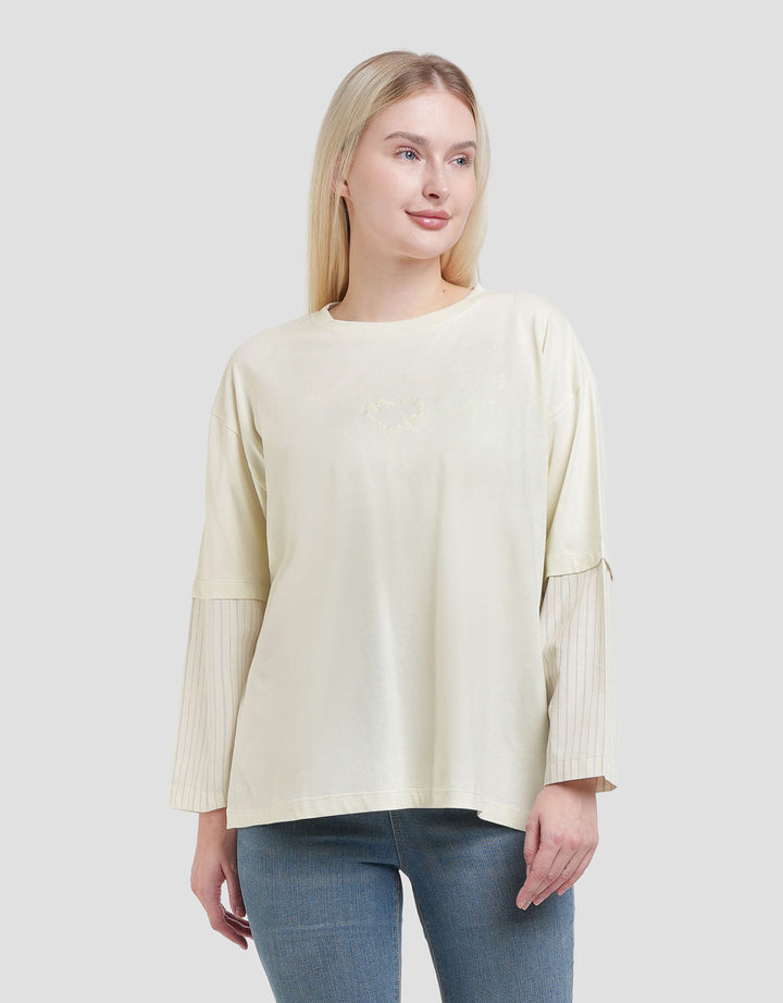 Nevada Combed Woven Sleeve Sweater Wanita