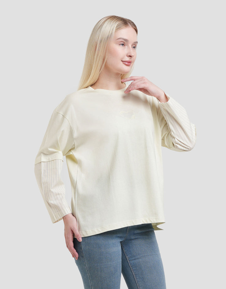 Nevada Combed Woven Sleeve Sweater Wanita