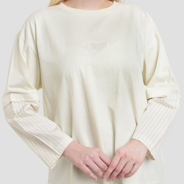 Nevada Combed Woven Sleeve Sweater Wanita