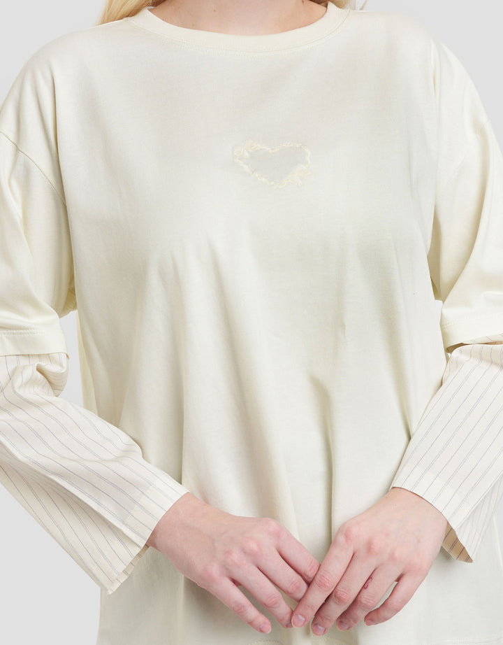 Nevada Combed Woven Sleeve Sweater Wanita