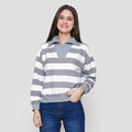 Nevada Babyterry Reg Stripe Zipper Sweater Wanita