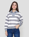 Nevada Babyterry Reg Stripe W/ Zipper Sweater Wanita