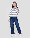 Nevada Babyterry Reg Stripe W/ Zipper Sweater Wanita