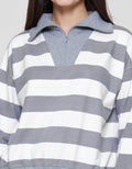 Nevada Babyterry Reg Stripe W/ Zipper Sweater Wanita