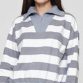 Nevada Babyterry Reg Stripe Zipper Sweater Wanita