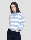 Nevada Babyterry Reg Stripe W/ Zipper Sweater Wanita