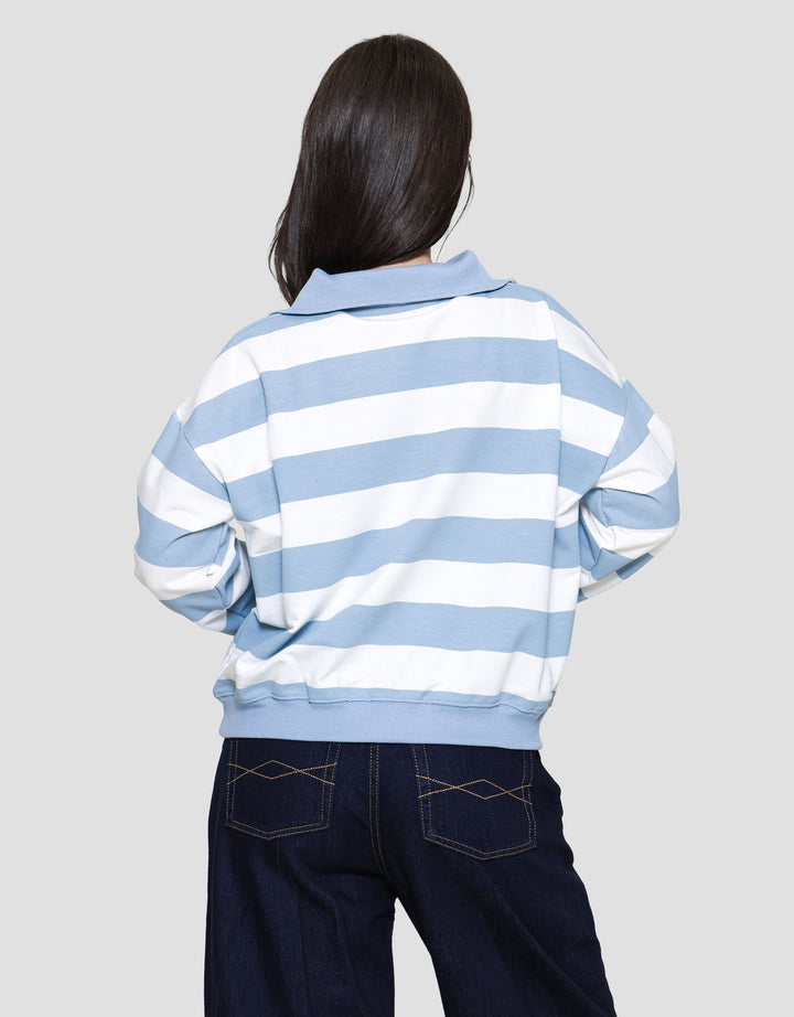 Nevada Babyterry Reg Stripe W/ Zipper Sweater Wanita