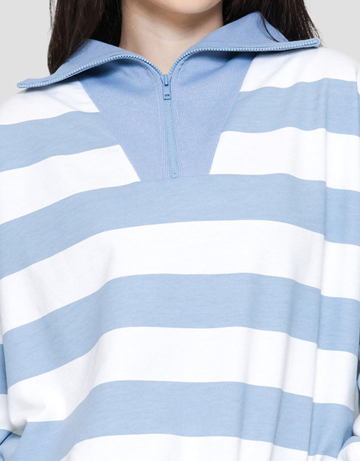 Nevada Babyterry Reg Stripe W/ Zipper Sweater Wanita