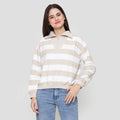 Nevada Babyterry Reg Stripe Zipper Sweater Wanita
