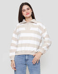 Nevada Babyterry Reg Stripe W/ Zipper Sweater Wanita