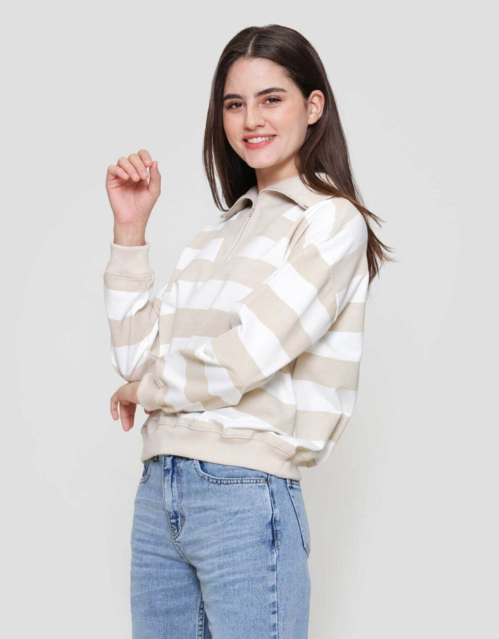 Nevada Babyterry Reg Stripe W/ Zipper Sweater Wanita