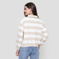 Nevada Babyterry Reg Stripe Zipper Sweater Wanita