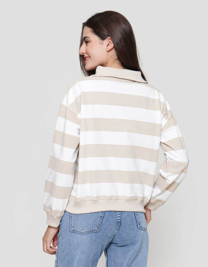 Nevada Babyterry Reg Stripe W/ Zipper Sweater Wanita